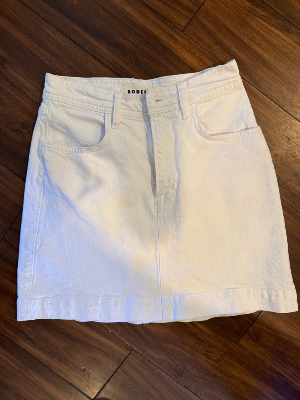 Boden White Denim Skirt